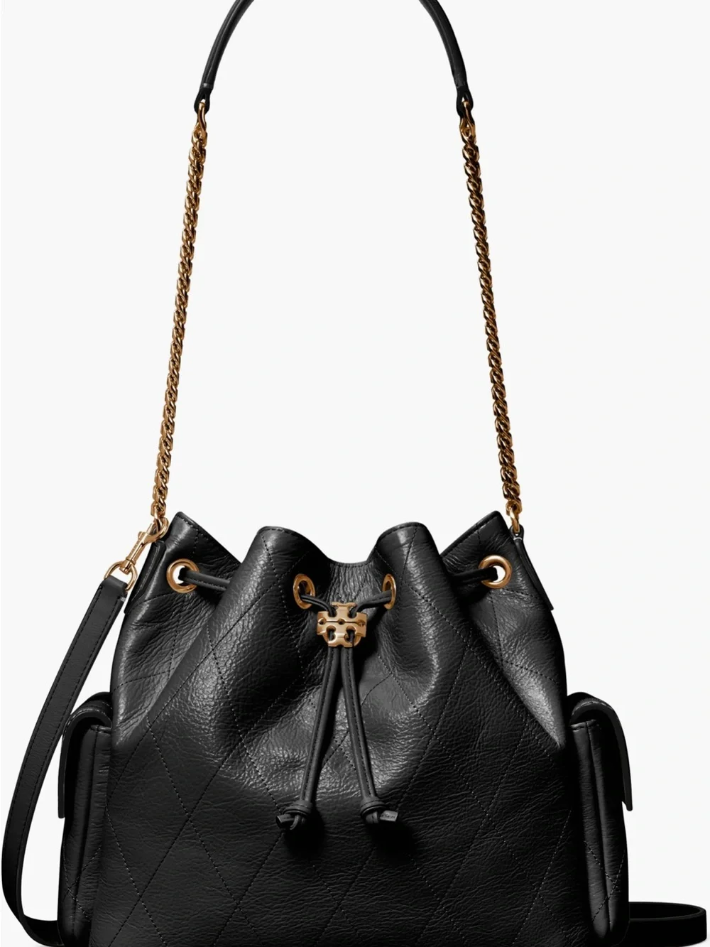 Tory Burch Black Charlie Drawstring Bag